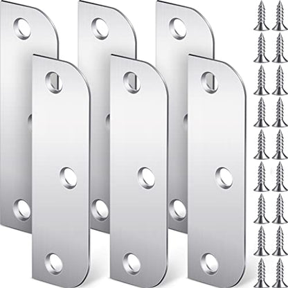 Lounsweer 6 Pcs Hinge Filler Plate 3.5''with5/8'' Door Edge Filler, Silver - color: Silver