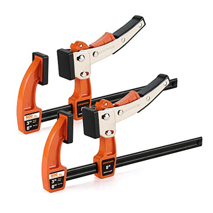 Jorgensen 8-Inch Bar Clamp Set, Ratcheting Bar Clamps, 2 Pack - size: 8 Inch