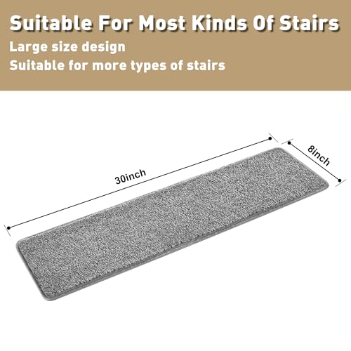 PURE ERA Carpet Stair Treads for Wooden Steps 8 x 30 Inch Gray 14 pcs - color: Grey