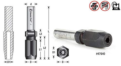 Amana Tool - 47641 1/2" Shank CNC Extension Adapter For 1/2" Shank Router Bits