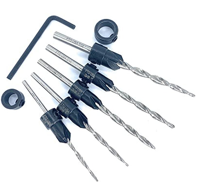 FTG USA #4#6#8#10#12 Round Shank Parabolic Wood Countersink Drill Bit Set - style: #4#6#8#10#12 Straight Shank