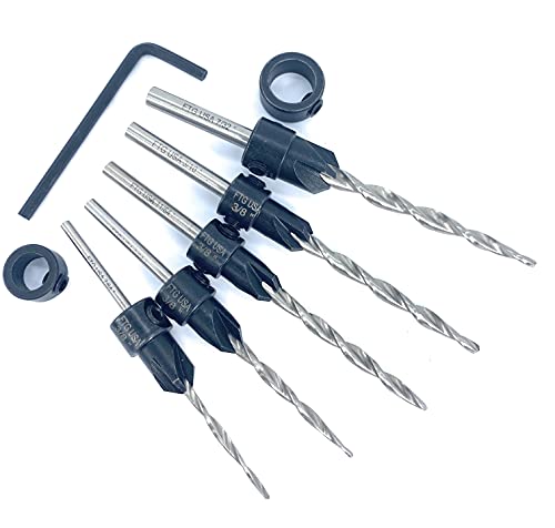 FTG USA #4#6#8#10#12 Round Shank Parabolic Wood Countersink Drill Bit Set - style: #4#6#8#10#12 Straight Shank