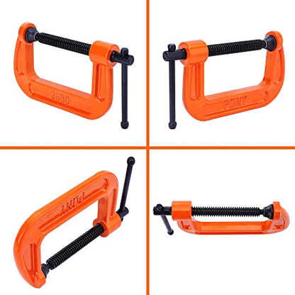 PONY Malleable Iron C-Clamp Set, 3-Piece, (1", 2", 3") - size: 1"+2"+3"