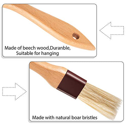 Boao 4 Pcs Pastry Brush, Natural Bristle Basting Brush, 1, 2, 3 Inch - size: 1, 2, 3 Inch