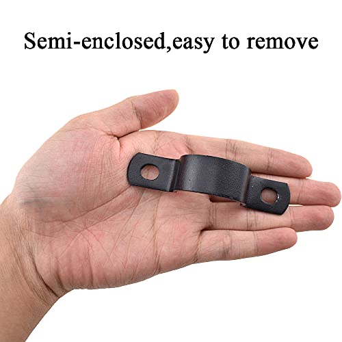 Hahiyo Two Holes Pipe Tube U Bracket Clamps 27MM Heavy Duty No Rust Shiny Strong Resist Wind No Sharp Rigid Strap Clip Conduit Ring Carbon Steel Material Black for Fixing Supporting Decorating 10pcs - size: 27 mm inside diameter