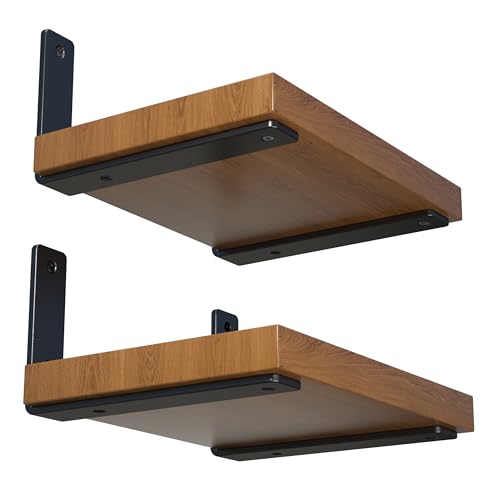 NEODROP 4-Pack 12 Inch Heavy Duty Shelf Brackets, Premium Floating L Bracket for Wall, Kitchen, Mantel Shelves Support | Quarter Inch (1/4") Thick | Black Powder Coated Steel - size: 12 Inch, style: 4 Pack