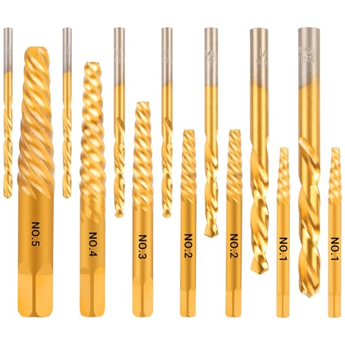 14PCS Easy Out Screw Extractor Set and Left-Hand Drill Bit Set - size: 14 Pieces