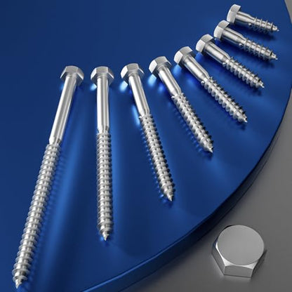 Wensilon Lag Screws Wood Screws (15PCS, 1/2"x3", Silver) Hex Head Lag Bolts,(12x75) Heavy Duty Lag Screws,304 Stainless Steel Bolts 18-8 - color: Silver, size: 1/2"x3"