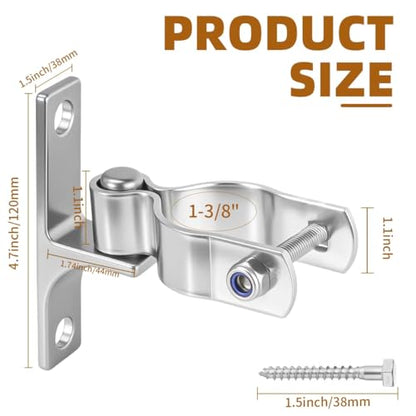 2 Pair 1-3/8" Wall Mount Gate Hinges for Chain Link Fence, Farm - size: 1-3/8''-2Pack