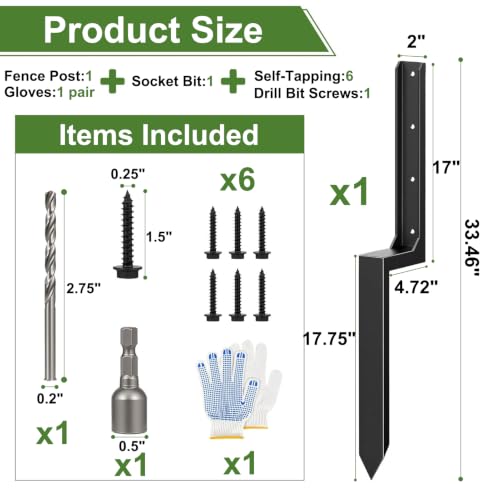 HJZALMI 1PCS Fence Post Repair Kit, Fix Broken 4x4/6x6 Wood Post