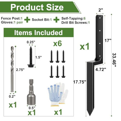 HJZALMI 1PCS Fence Post Repair Kit, Fix Broken 4x4/6x6 Wood Post