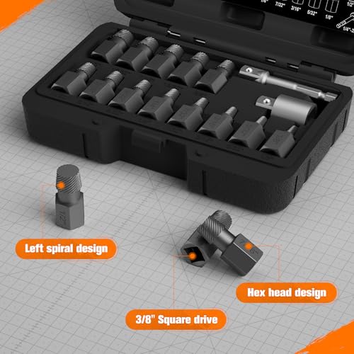 15PCS Screw Extractor Set, 3/8" Drive Bolt Extractor Kit - size: 15 Pieces