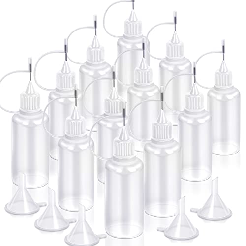 YGDZ Precision Tip Applicator Bottles, 12 Pcs 1oz Needle Fine Tip Glue Bottles With 5 Mini Funnels - color: White Tip