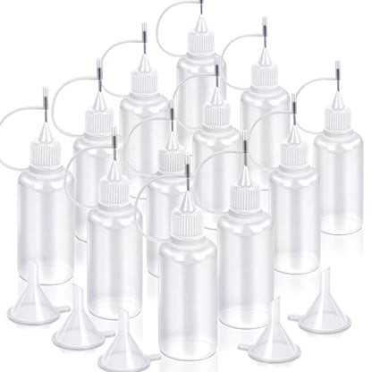 YGDZ Precision Tip Applicator Bottles, 12 Pcs 1oz Needle Fine Tip Glue Bottles With 5 Mini Funnels - color: White Tip
