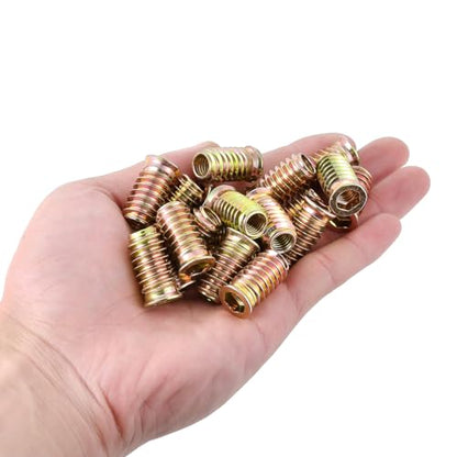 50 Pcs 5/16"-18x25mm Threaded Inserts for Wood for Furniture Reinforcement - size: 5/16"-18x25mm