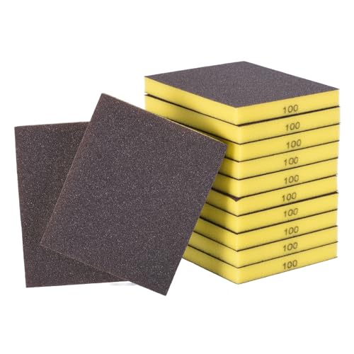 12Pcs 100Grit Double-Sided Sanding Sponges, Washable & Reusable - size: 100Grit