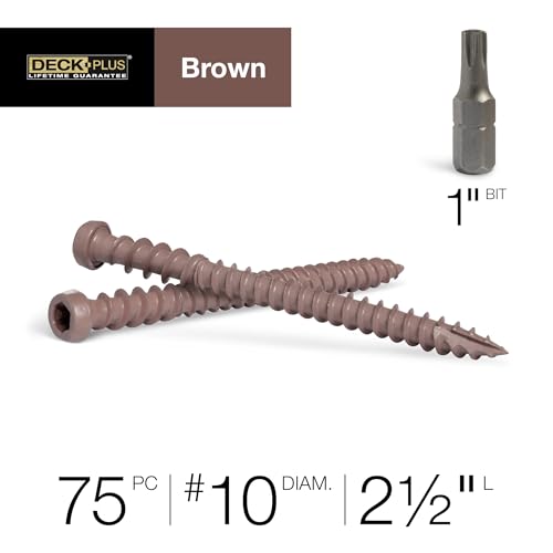 Deck Plus Brown Star-Drive Composite Deck Screws #10 x 2-1/2", 75 Pk