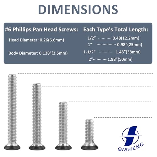 QISHENG 100 PCS Black Head #6-32X1-1/2(1.5 inch) Stainless Steel Phillips Flat Head Machine Screws,DIY,Repair,Install Furniture and Electrical Appliances Screws,Stainless 18-8 A2(304) Screw - color: Black, size: #6-32X1-1/2"(1.5 inch)