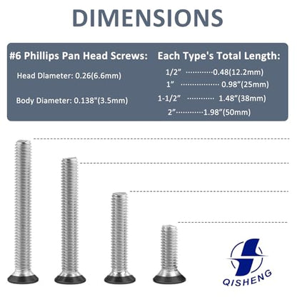QISHENG 100 PCS Black Head #6-32X1 Stainless Steel Phillips Flat Head Machine Screws,DIY,Repair,Install Furniture and Electrical Appliances Screws,Stainless Steel 18-8 A2(304) Screw - color: Black, size: #6-32X1"