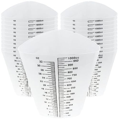 [Pack of 20] EpoxyStix 32oz Triangular Paint/Epoxy Graduated Cups - Ideal For Mixing and Precise Pouring - Made from Polypropylene - Measurements in Ounces and Cubic Centimeter - size: Pack of 20