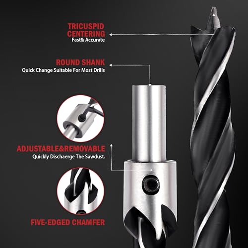 7Pcs HSS Countersink Drill Bits Set - size: 7pcs