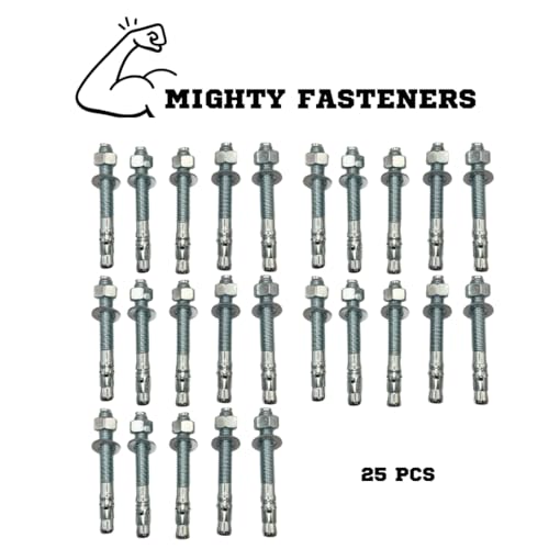 MIGHTY FASTENERS Zinc-Plated Steel Wedge Anchors, 3/4" X 6-1/4" - Heavy-Duty Mounting Bolts for Concrete - 25 Pack - size: 3/4" X 6-1/4"