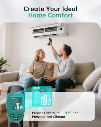 ERICKHILL ROOKMAX Infrared Thermometer Gun, Non-Contact Laser, Adjustable Emissivity, Color LCD, -58°F to 1472°F (-50°C to 800°C), for HVAC, Cooking & BBQ, Automotive, Freezer - Dark Green - color: Color LCD