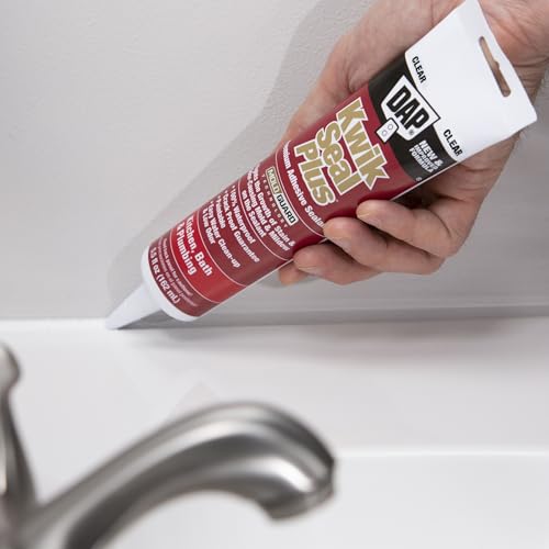 DAP Kwik Seal Plus Kitchen & Bath Adhesive Sealant, Clear, 5.5 Oz (7079818546)