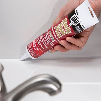 DAP Kwik Seal Plus Kitchen & Bath Adhesive Sealant, Clear, 5.5 Oz (7079818546)