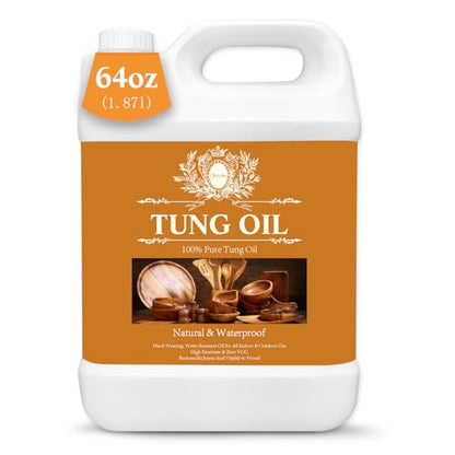 64 OZ 100% Pure Tung Oil for Outdoor Furniture & Indoor Wood - Food Grade - size: 64 Ounce
