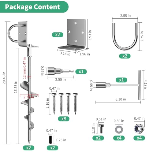 Phopich 16in Multi-Purpose Ground Anchors Screw in 2 Pack - color: 18in-2pcs