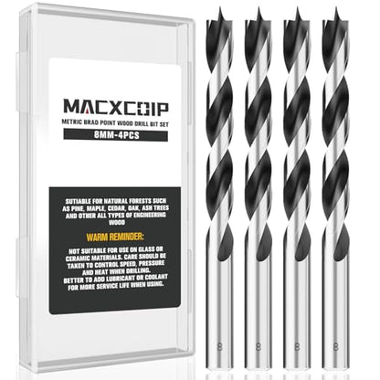 4Pcs 8MM Metric Brad Point Wood Drill Bit Set - size: 0.315" - 4pcs
