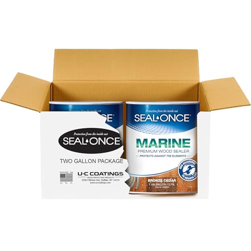 SEAL-ONCE Marine Ready Mix Wood Sealer and Stain, Bronze Cedar, 2 Gallon - color: Bronze Cedar, size: 2 Gallon
