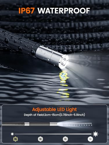 210°Articulating Borescope Camera - Inspection Camera 6 Light, Endoscope with 6.2mm IP67 Waterproof Probe, 3X Zoom 2-Way Borescope with Flexible Cablegabg