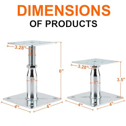2 Pack Adjustable Support Jack for The Floor,Deck Foundation,Post Floor Joist Jacks,RV Step Stabilizer,Mini Screw Jack- Post 3.5" to 6" - size: 2Pack/3.5-6inch