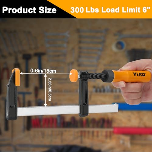 Bar Clamps for Woodworking, 4 Pack 6 Inch F Clamp Set, 300 lbs - color: Black