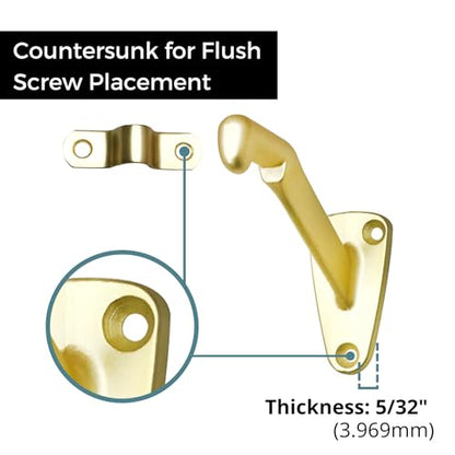 Handrail Bracket Heavy Duty Champagne Brass V Style, 3 Pack | HOWTOOL - color: Champagne Brass