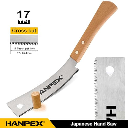 Hanpex 6-Inch Japanese Hand Saw, SK5 Pull Saw With Flexible Blade for Flush Cut Woodworking, DIY and Small Projects
