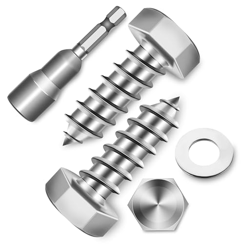 (15-Set) 3/8 x 1 Lag Screws, Stainless Steel Heavy Duty Hex Head Lag Bolts for Wood, Commercial/Industrial Grade 1/4 Bolts, Mounting Screws Bolts Kit, Bright Finish by Marysino - color: Silver, size: 3/8 x 1"