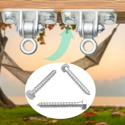 6 Pcs Stainless Steel Lag Bolts 3/8" - Heavy Duty Hex Head 3/8 Lag Bolt for Swing Sets, Decks, and Playground Equipment, M10 x 7cm Replacement Porch Swing Lag Bolts 304 Corrosion Resistant