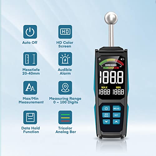 DURFICST Pinless Moisture Meter, Moisture Reader for Plaster Walls, Masonry, Concrete, Drywall, Wood - color: azure