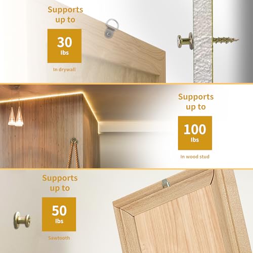 15 Pcs 100lb Picture Hangers Double Headed Screws Picture Hanging Kit Hooks Self Tapping Wall Hangers Screw for Keyholes D-Rings Sawtooth Drywall Wooden Wall Picture Hanging Nails