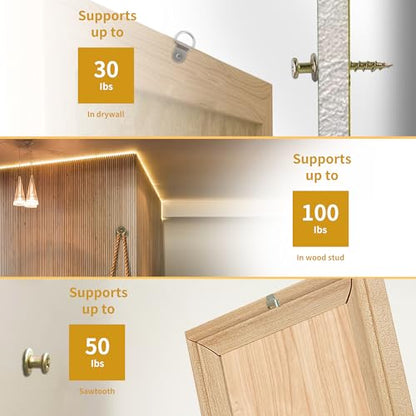 15 Pcs 100lb Picture Hangers Double Headed Screws Picture Hanging Kit Hooks Self Tapping Wall Hangers Screw for Keyholes D-Rings Sawtooth Drywall Wooden Wall Picture Hanging Nails