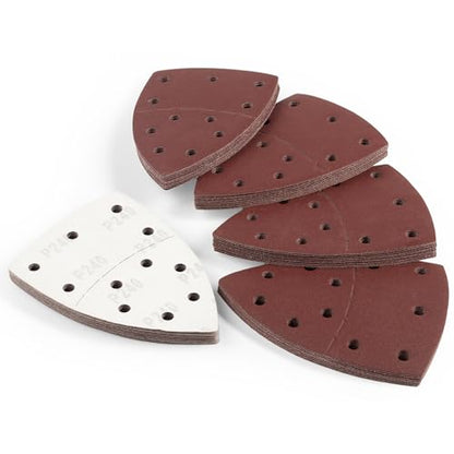 50 PCS Mouse Sander Sandpaper for Mouse Sander 11 Hole Detail Sandpaper Sanding Paper 240 Grit Hook and Loop Sander Pads Triangular Sanding Sheets Abrasive Sanding Paper - style: 11 hole 50PCS 240Grit