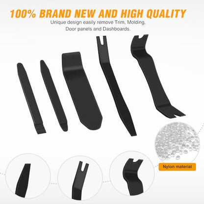 GOOACC 6PCS Auto Trim Removal Tool Kit No-Scratch - color: Black, size: 6PCS Trim Removal
