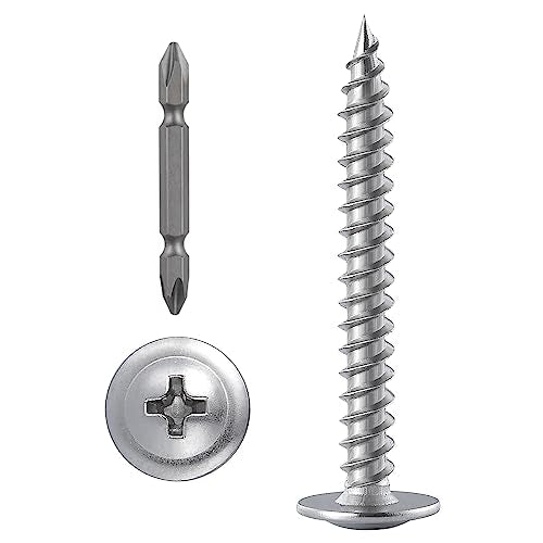 (100 pcs)#8×2" Phillips Truss Head Wood Screws Stainless Steel 410 Quick Metal Self Tapping - color: Silver, size: #8×2"