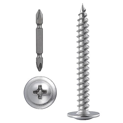 (100 pcs)#8×2" Phillips Truss Head Wood Screws Stainless Steel 410 Quick Metal Self Tapping - color: Silver, size: #8×2"