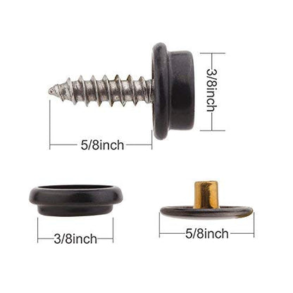 75pcs Fastener Screw Snaps, Black, 3/8" Socket, 5/8" Screw