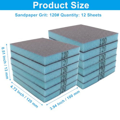 12 Pcs 120 Grit Sanding Sponge - size: #120