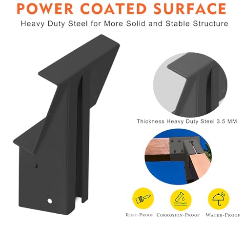 Swing Set Brackets 10", Bolt-Thru Construction Swing Set Hardware Kit with 3MM Thickness Steel for 4x4 Legs & 4x6 Beam, Wood End Bracket Maximum Protection of Children's Safety, Black 2 Pack - style: Black End Bracket